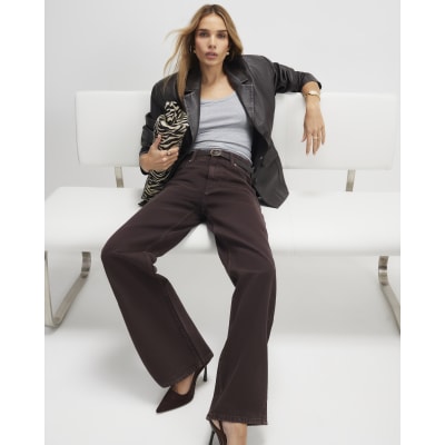 Brown Relaxed Straight Jeans