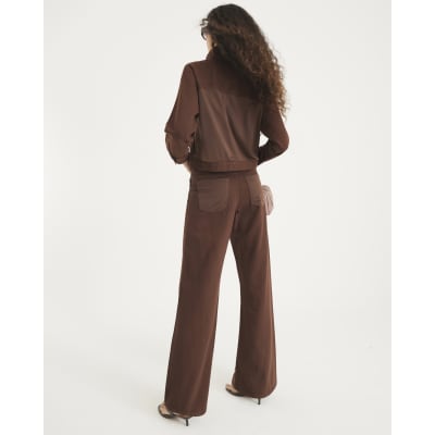 Brown Relaxed Straight Leg Hybrid Jeans