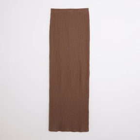 Brown Ribbed Midi Skirt