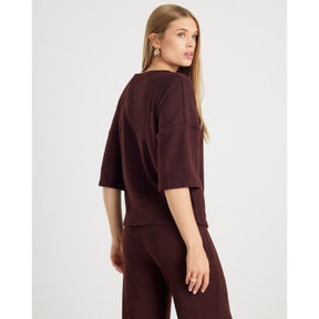 Brown Ribbed Side Knot Top