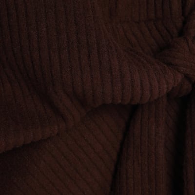 Brown Ribbed Side Knot Top