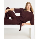 Brown Ribbed Side Knot Top