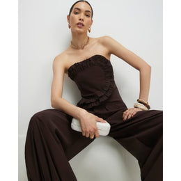 Brown Ruffle Bandeau Top
