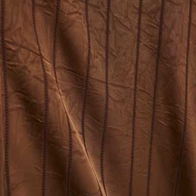 Brown Satin Striped Crinkle Blouse