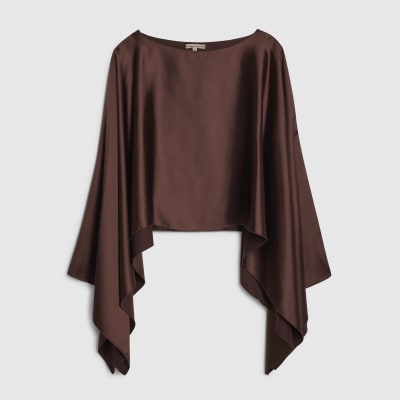 Brown Satin Waterfall Cape