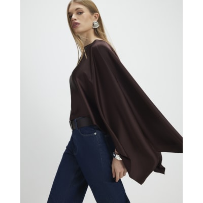 Brown Satin Waterfall Cape