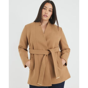 Brown Short Belted Wrap Coat