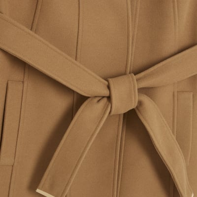 Brown Short Belted Wrap Coat
