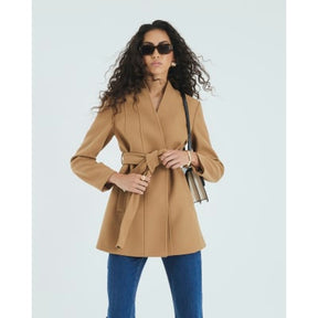 Brown Short Belted Wrap Coat