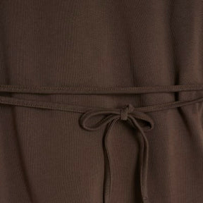 Brown Short Sleeve Belted Tie Waist T-shirt