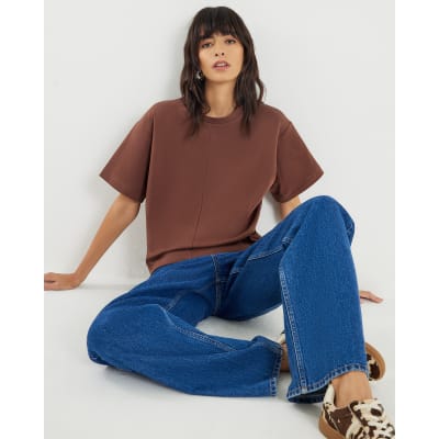 Brown Short Sleeve Boxy T-shirt