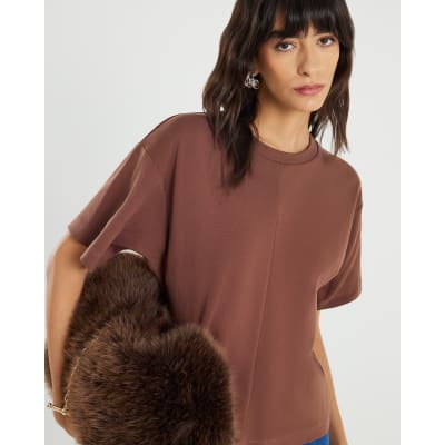 Brown Short Sleeve Boxy T-shirt