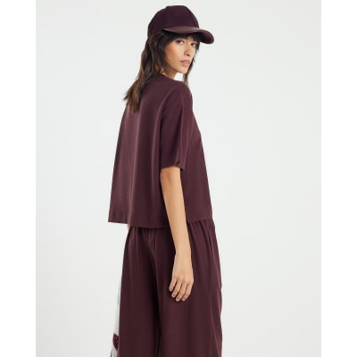 Brown Short Sleeve Cosy Boxy T-Shirt