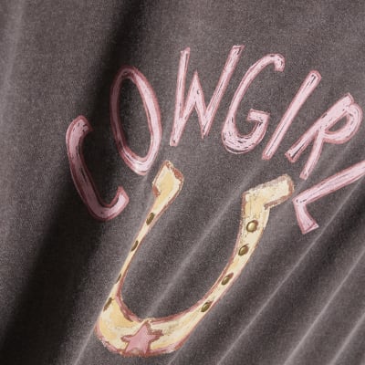 Brown Short Sleeve Cowgirl Horseshoe T-Shirt