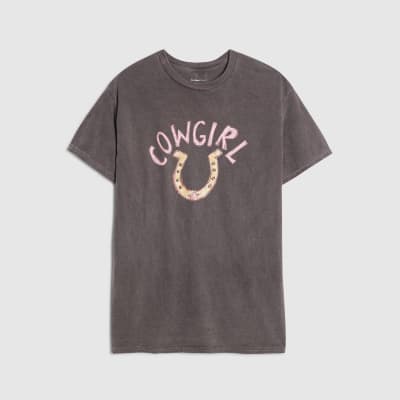 Brown Short Sleeve Cowgirl Horseshoe T-Shirt