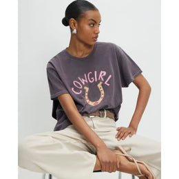 Brown Short Sleeve Cowgirl Horseshoe T-Shirt