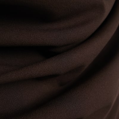 Brown Short Sleeve Drape Off Shoulder Top