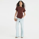 Brown Short Sleeve Drape Side T-shirt