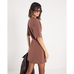 Brown Short Sleeve Mini T-shirt Dress