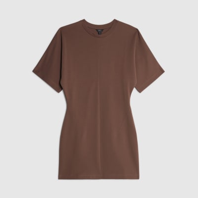 Brown Short Sleeve Mini T-shirt Dress