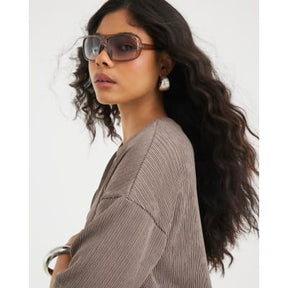 Brown Short Sleeve Oversized Texture T-shirt