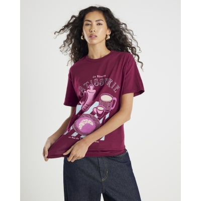Brown Short Sleeve Patisserie Sketch T-shirt