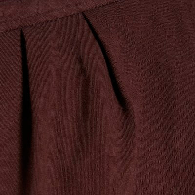 Brown Short Sleeve Pleat Shoulder T-shirt