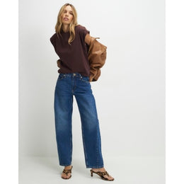 Brown Short Sleeve Pleat Shoulder T-shirt