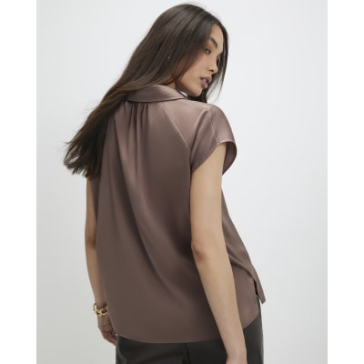 Brown Short Sleeve Relaxed Shirt