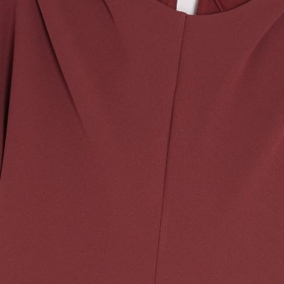 Brown Short Sleeve Ruched Mini Dress