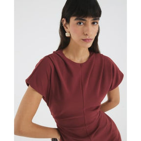 Brown Short Sleeve Ruched Mini Dress