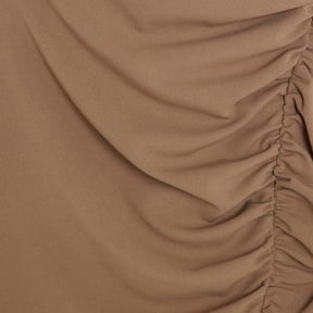 Brown Short Sleeve Ruched Mini Dress