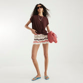 Brown Short Sleeve Twist Front T-shirt