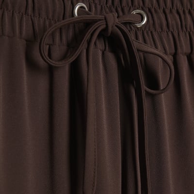 Brown Side Stripe Drawstring Joggers
