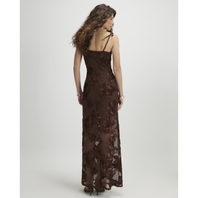 Brown Sleeveless Cornelli Maxi Dress