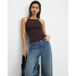 Brown Sleeveless Cotton Tank Top