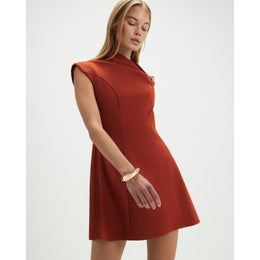 Brown Sleeveless Draped Neck Mini Dress