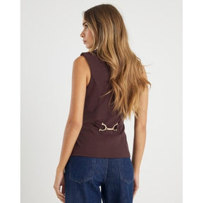 Brown Sleeveless Lapel Waistcoat