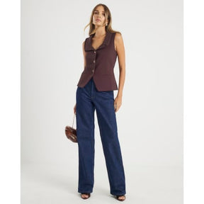 Brown Sleeveless Lapel Waistcoat