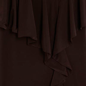 Brown Sleeveless Ruffle Front Maxi Dress