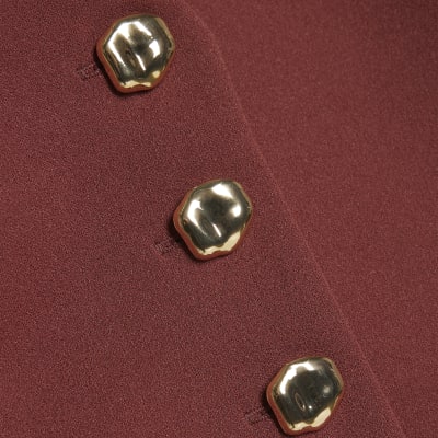 Brown Sleeveless Scarf Neck Waistcoat