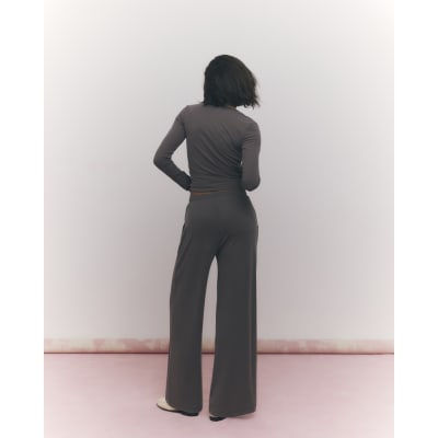 Brown Soft Touch Wide Leg Trousers