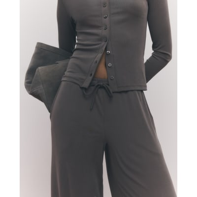 Brown Soft Touch Wide Leg Trousers