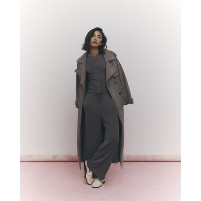 Brown Soft Touch Wide Leg Trousers