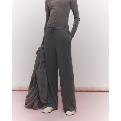 Brown Soft Touch Wide Leg Trousers