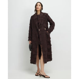 Brown Spot Fringe Longline Duster Coat