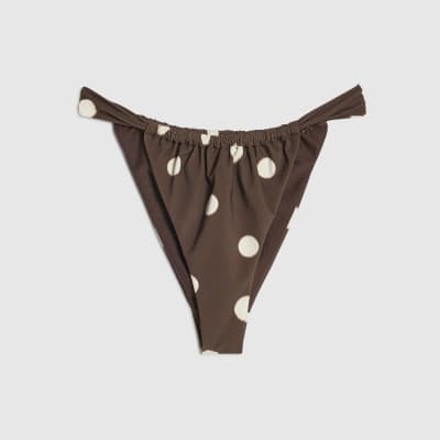 Brown Spot Print Bikini Bottoms