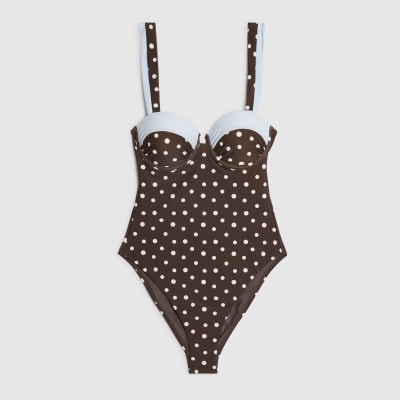 Brown Spot Shaping Swimsuit