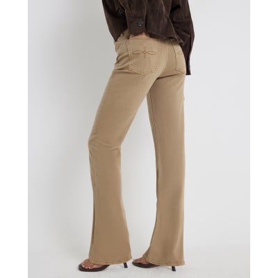 Brown Stretch Straight Leg Jeans