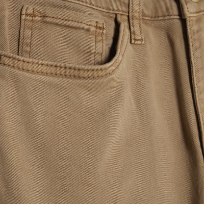 Brown Stretch Straight Leg Jeans